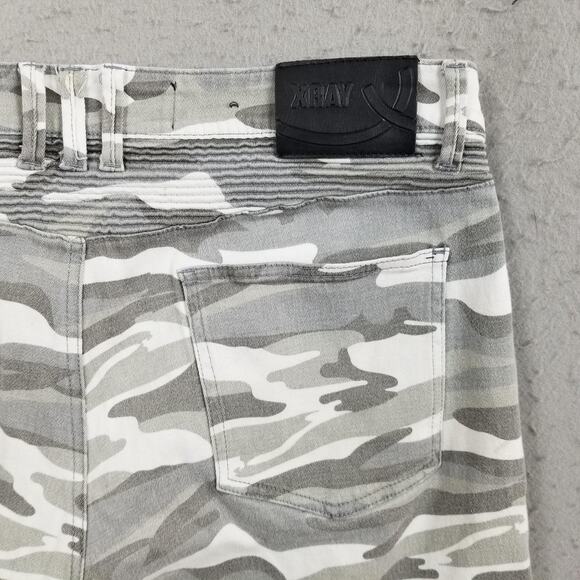 XRAY Jeans Shorts Mens 36 Gray Camo Denim Moto Biker Stretch Ribbed Five Pocket - Picture 10 of 16